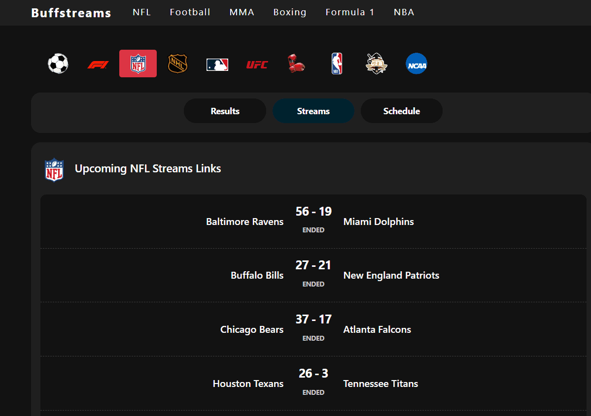 Buffstreams NFL: Stream Every Game Live Without Registration