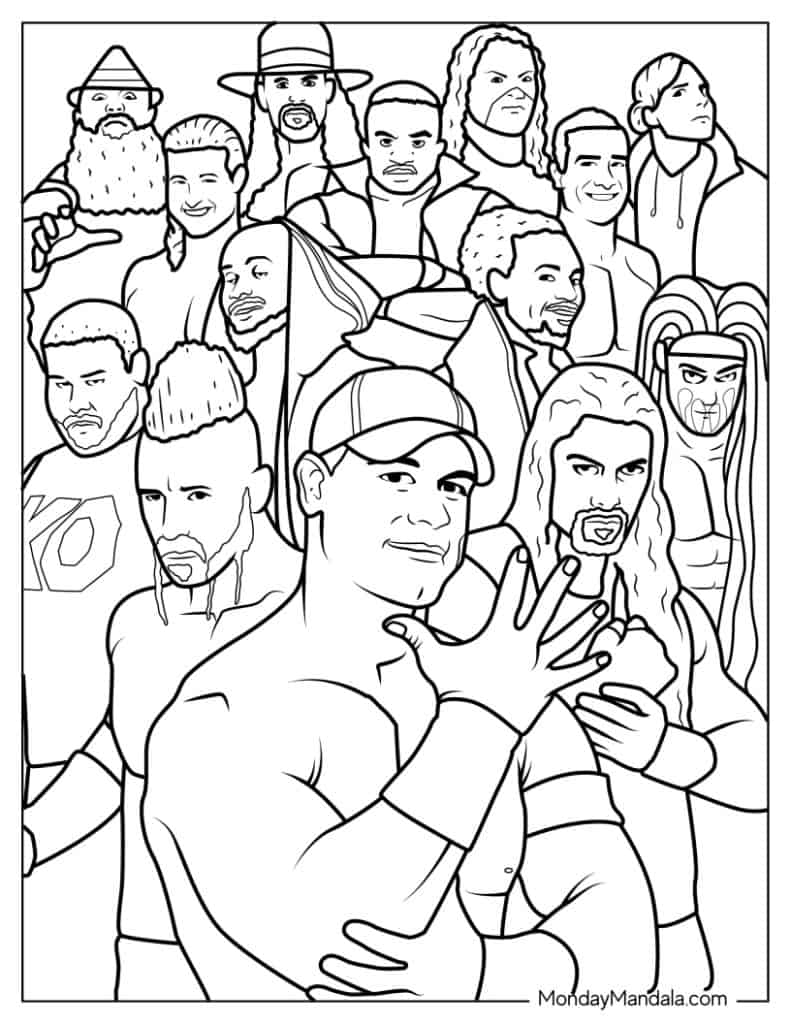Free WWE Superstars Coloring Pages: Printable Sheets for Wrestling Fans