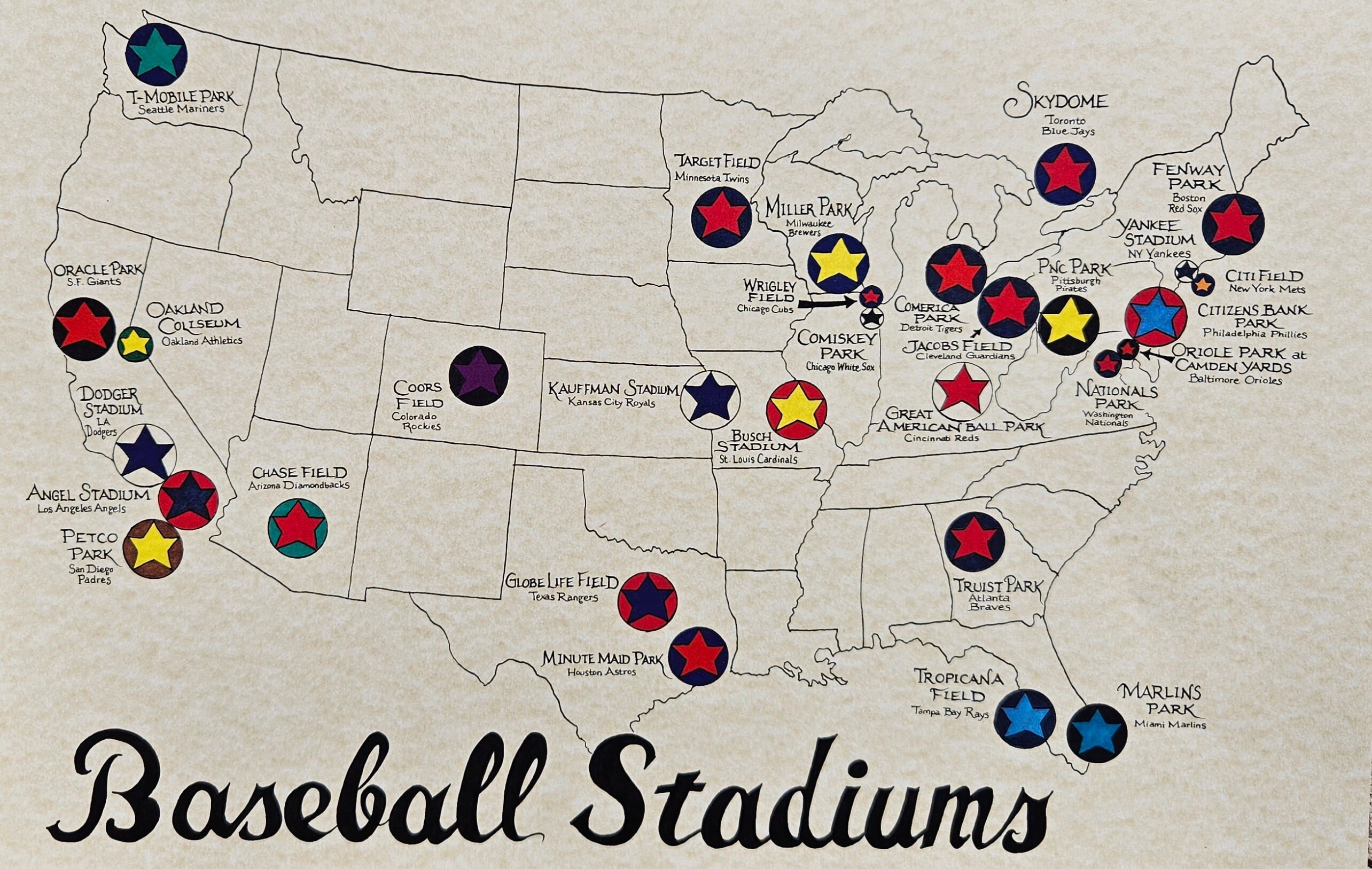 Complete MLB Baseball Stadiums Map: Locations of All 30 Ballparks