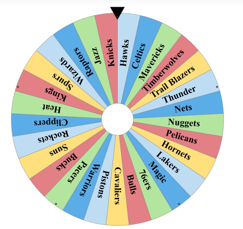 NBA Wheel: Randomly Select Your Favorite NBA Team from 30 Teams