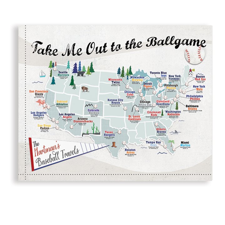 Need an easy mlb stadium travel map? Make planning your stadium visits simple and fun.
