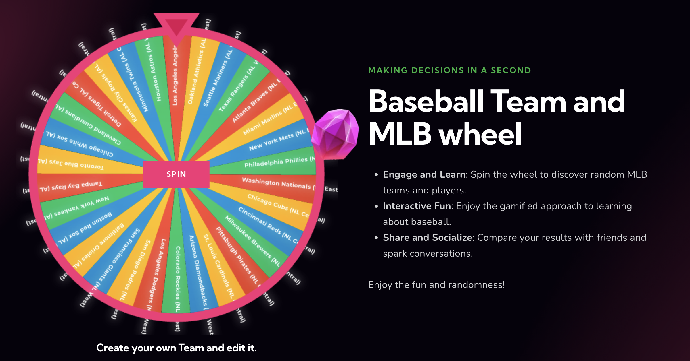 Where can I find a free random mlb player wheel? Try this easy online spinner now.