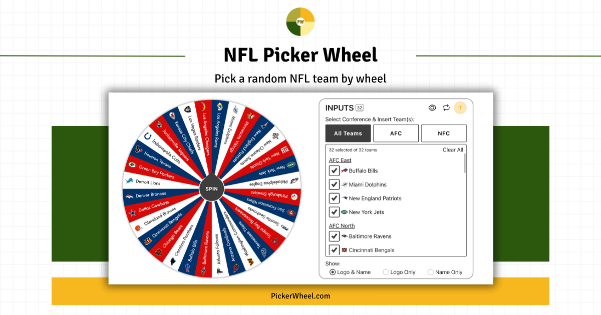 Random Wheel of NFL Teams: Who Will You Get? (Easy Selector!)