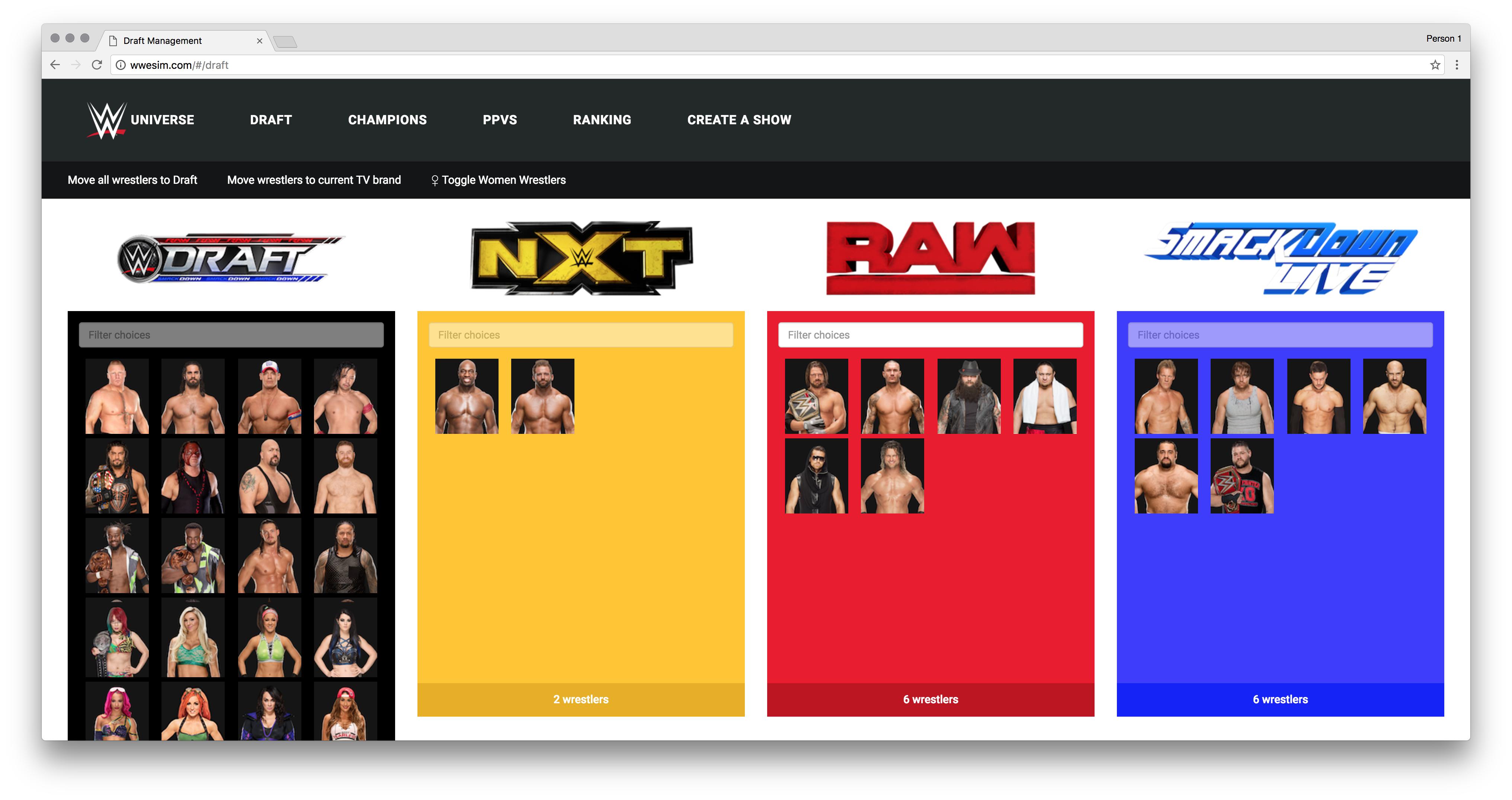 WWE Draft Simulator: Draft your dream roster right now, its free!